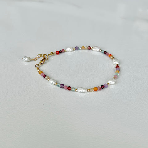 Keshi Pearl and Gemstone Bracelet