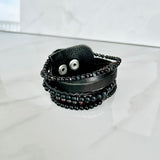 Black & Mustang Leather Bracelet