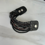 Black & Mustang Leather Bracelet