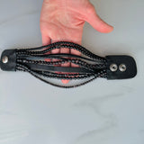 Black & Mustang Leather Bracelet