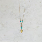Gold Arrowhead and Turquoise Necklace