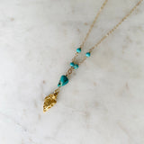 Gold Arrowhead and Turquoise Necklace