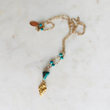 Gold Arrowhead and Turquoise Necklace
