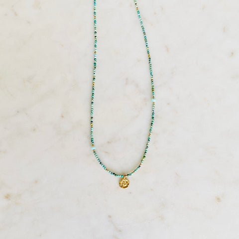 Gold Om Charm Turquoise Necklace