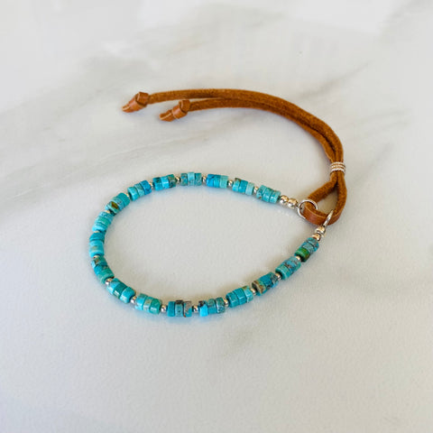 Turquoise & Leather Bracelet
