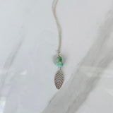 Emerald Gemstone & Leaf Pendant Necklace