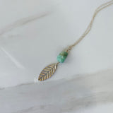 Emerald Gemstone & Leaf Pendant Necklace