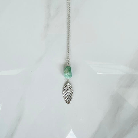 Emerald Gemstone & Leaf Pendant Necklace