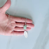 Emerald Gemstone & Leaf Pendant Necklace