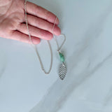 Emerald Gemstone & Leaf Pendant Necklace