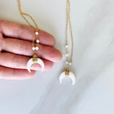 Mother of Pearl Horn and Gold Necklace