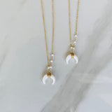 Mother of Pearl Horn and Gold Necklace