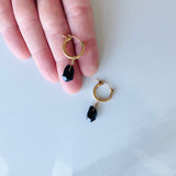 Black Onyx Nugget Hoop Earrings