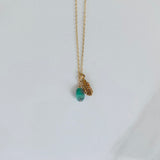 Emerald & Gold Feather Necklace