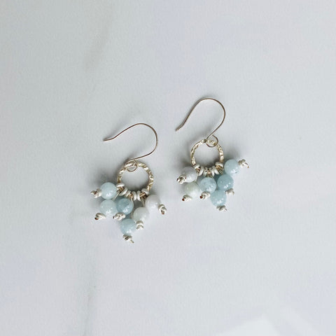 Aquamarine and Leather Knotted Earrings
