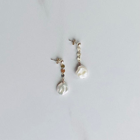 Baroque Pearls & Confetti Chain Earrings