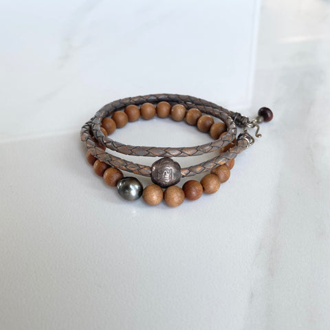 Men’s Bola Leather Wrap with Om Bead