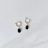 Black Onyx Nugget Hoop Earrings