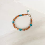 Turquoise Rondel Beads & Sandalwood Bracelet