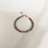 Turquoise Rondel Beads & Sandalwood Bracelet