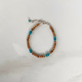 Turquoise Rondel Beads & Sandalwood Bracelet