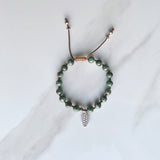 Emerald and Leaf Adjustable Bracelet