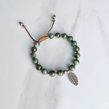 Emerald and Leaf Adjustable Bracelet