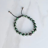 Emerald and Silver Adjustable Bracelet