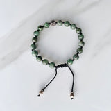 Emerald and Silver Adjustable Bracelet