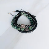Emerald and Silver Adjustable Bracelet