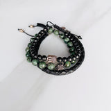 Black Bola Leather Bracelet with Om Charm