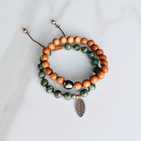 Emerald and Leaf Adjustable Bracelet