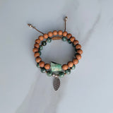 Emerald and Leaf Adjustable Bracelet