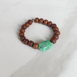 Chrysoprase Nugget and Sandalwood Yoga Bracelet