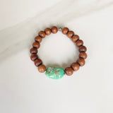 Chrysoprase Nugget and Sandalwood Yoga Bracelet