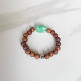 Chrysoprase Nugget and Sandalwood Yoga Bracelet
