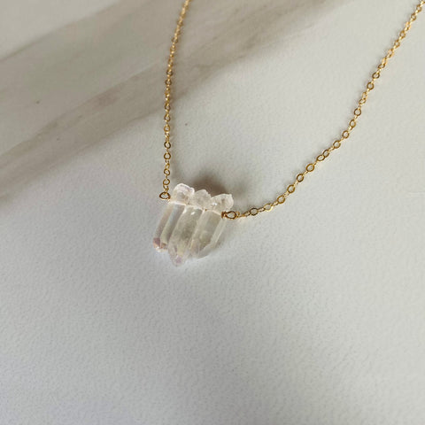 Quartz Spike and Gold Necklace