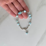 Larimar Gemstone and Fine Silver Bracelet