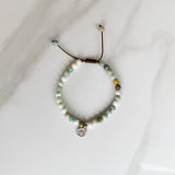 Jade and Silver Om Charm Bracelet , Jadeite