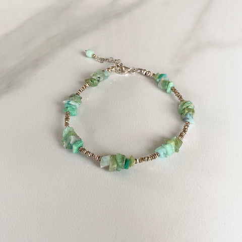 Peruvian Blue Opal and Fine Silver Bracelet