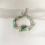 Peruvian Blue Opal and Fine Silver Bracelet
