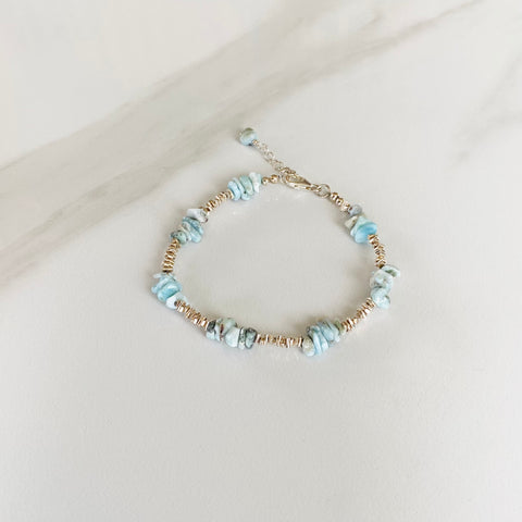 Larimar and Fine Silver Nugget Bracelet
