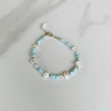 Larimar and Keshi Pearl Bracelet