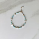 Larimar and Keshi Pearl Bracelet