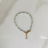 Larimar & Gold Bead Bracelet