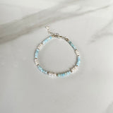 Larimar & Dainty Pearl Bracelet