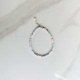 Larimar & Dainty Pearl Bracelet