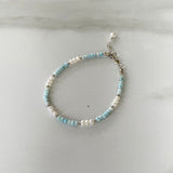 Larimar & Dainty Pearl Bracelet