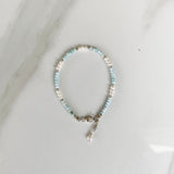 Larimar & Dainty Pearl Bracelet
