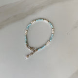 Larimar & Dainty Pearl Bracelet